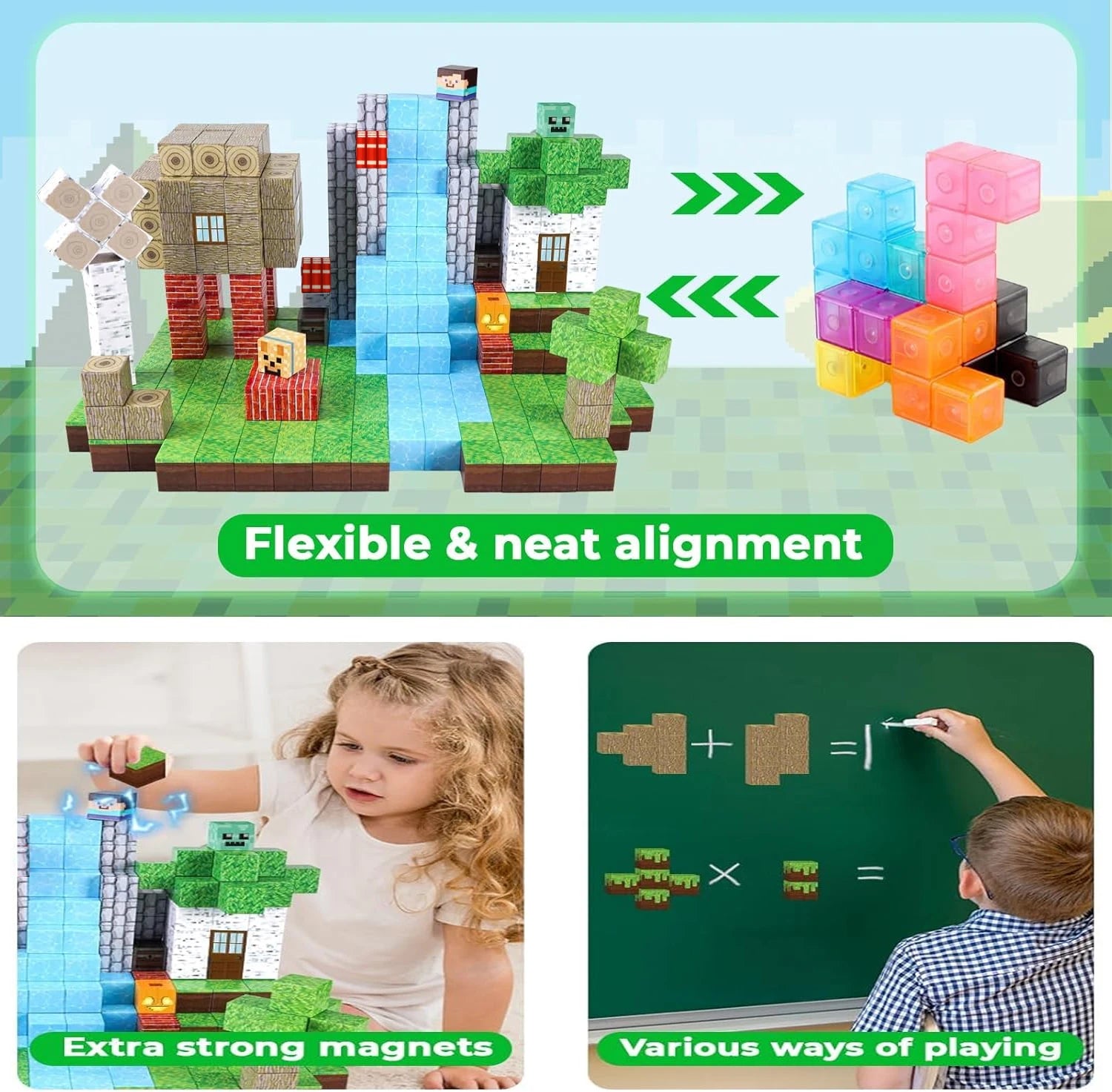 Magnetic Building Blocks Mine World Magnetic Forest House Brick Cube Toys Set STEM Sensory 2026 Best Gift for 3+ Boy Girl Kid