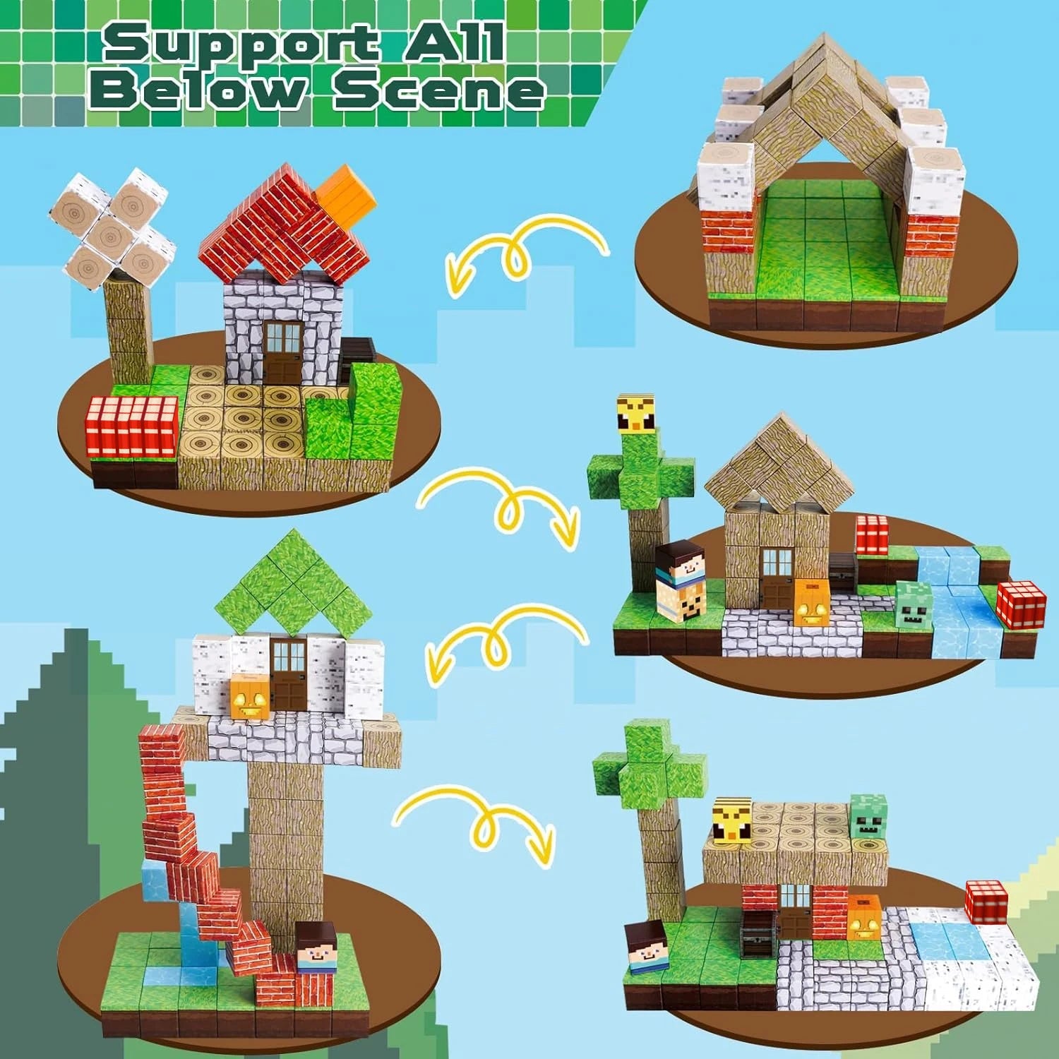 Magnetic Building Blocks Mine World Magnetic Forest House Brick Cube Toys Set STEM Sensory 2026 Best Gift for 3+ Boy Girl Kid