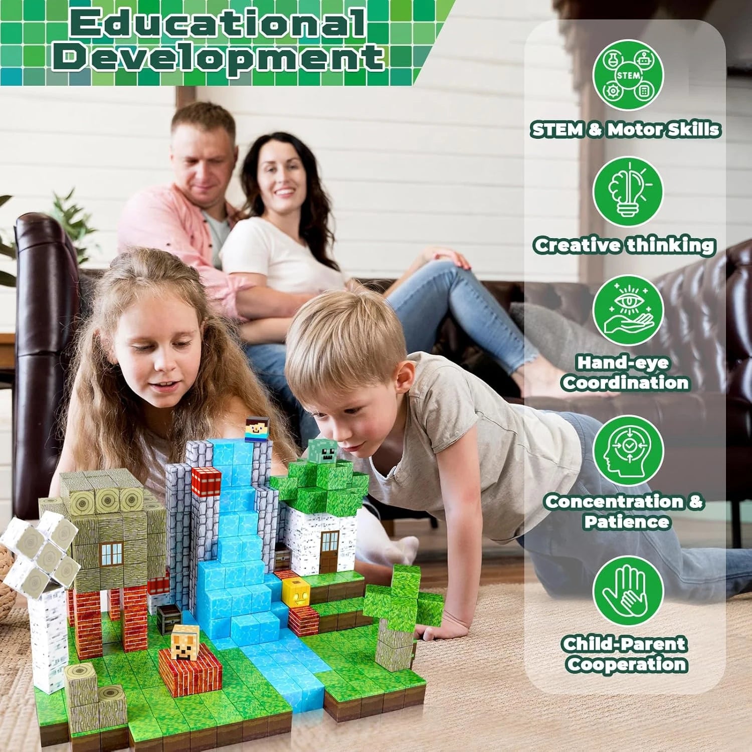Magnetic Building Blocks Mine World Magnetic Forest House Brick Cube Toys Set STEM Sensory 2026 Best Gift for 3+ Boy Girl Kid